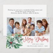 Festive Holly Berry 3 PHOTO kerstgroet Feestdagenkaart (Voorkant / Achterkant)