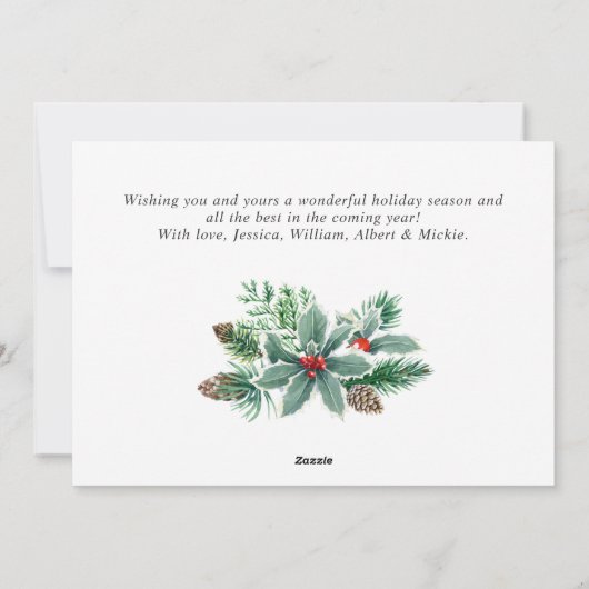 Festive Holly Berry 3 PHOTO kerstgroet Feestdagenkaart (Achterkant)