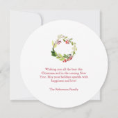 Festive Holly Berry and Evergreen Watercolor Kaart (Achterkant)