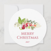 Festive Holly Berry and Evergreen Watercolor Kaart (Voorkant)