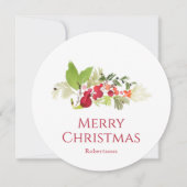 Festive Holly Berry and Evergreen Watercolor Kaart (Voorkant)