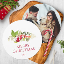 Festive Holly Berry and Evergreen Watercolor