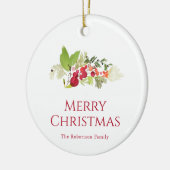Festive Holly Berry and Evergreen Watercolor Keramisch Ornament (Links)