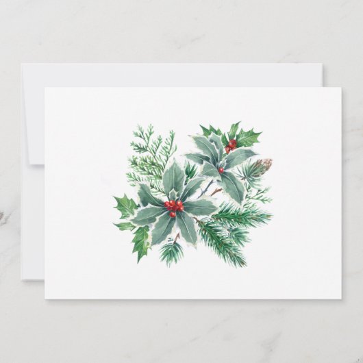 Festive Holly Berry Branch Holiday Kerstmis Kaart (Achterkant)