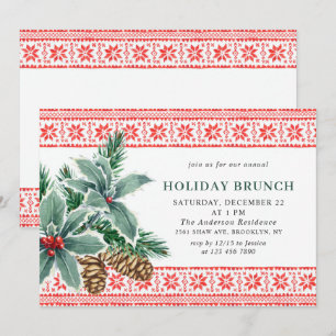 Festive Holly Berry CHRISTMAS HOLIDAY BRUNCH Kaart