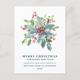 Festive Holly Berry Corporate kerst Briefkaart