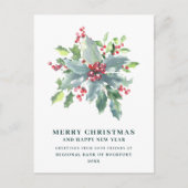 Festive Holly Berry Corporate kerst Briefkaart (Voorkant)