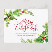 Festive Holly Berry Corporate Kerstfeestdag Briefkaart (Voorkant)