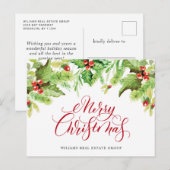 Festive Holly Berry Corporate Kerstfeestdag Po Briefkaart (Voorkant / Achterkant)