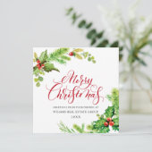 Festive Holly Berry Corporate Kerstgroet Feestdagenkaart (Staand voorkant)