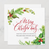 Festive Holly Berry Corporate Kerstgroet Feestdagenkaart (Voorkant / Achterkant)