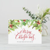 Festive Holly Berry Corporate Kerstgroet H Feestdagenkaart (Staand voorkant)