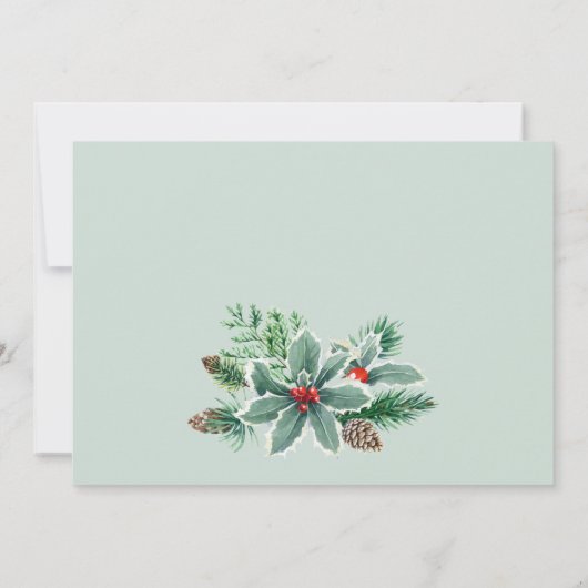 Festive Holly Berry Holiday Kerstmis Open House Kaart (Achterkant)