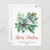 Festive Holly Berry kerst Corporate Holiday Briefkaart (Voorkant / Achterkant)