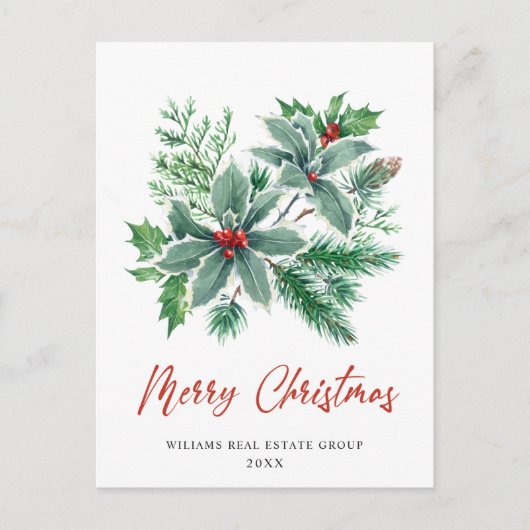 Festive Holly Berry kerst Corporate Holiday Briefkaart (Voorkant)