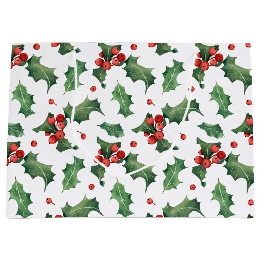 Festive Holly Berry kerst Groot Cadeauzakje (Voorkant)