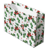 Festive Holly Berry kerst Groot Cadeauzakje (Voorkant Gekanteld)