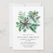 Festive Holly Berry kerst HOLIDAY BRUNCH Kaart (Voorkant)