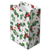 Festive Holly Berry kerst Medium Cadeauzakje (Voorkant Gekanteld)