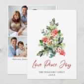 Festive Holly Berry-kerstboomgroet PHOTO Feestdagenkaart (Voorkant / Achterkant)