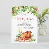 Festive Holly Berry Kerstfeestdag Kaart (Staand voorkant)