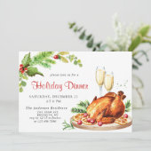 Festive Holly Berry Kerstfeestdag Kaart (Staand voorkant)