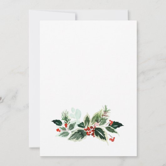 Festive Holly Berry Kerstfeestdag Open House Kaart (Achterkant)