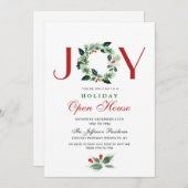 Festive Holly Berry Kerstfeestdag Open House Kaart (Voorkant / Achterkant)