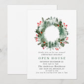 Festive Holly Berry Kerstfeestdag Open House Kaart (Voorkant / Achterkant)