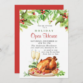 Festive Holly Berry Kerstfeestdag Open House Kaart