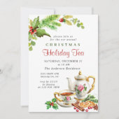 Festive Holly Berry Kerstfeestdag Tea Kaart (Voorkant)