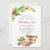 Festive Holly Berry Kerstfeestdag Tea Kaart (Voorkant)