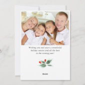 Festive Holly Berry-kerstgroet 2 PHOTO Feestdagenkaart (Achterkant)