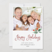 Festive Holly Berry-kerstgroet 2 PHOTO Feestdagenkaart (Voorkant)