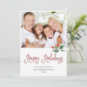 Festive Holly Berry-kerstgroet 2 PHOTO Feestdagenkaart (Staand voorkant)