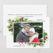 Festive Holly Berry-kerstgroet Foto Feestdagenkaart (Voorkant / Achterkant)