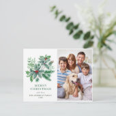Festive Holly Berry kerstgroet Holiday Briefkaart (Staand voorkant)