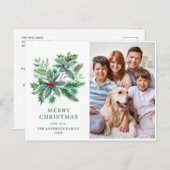 Festive Holly Berry kerstgroet Holiday Briefkaart (Voorkant / Achterkant)