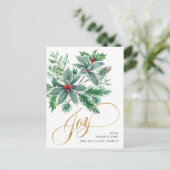 Festive Holly Berry kerstgroet Holiday Briefkaart (Staand voorkant)