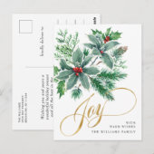 Festive Holly Berry kerstgroet Holiday Briefkaart (Voorkant / Achterkant)