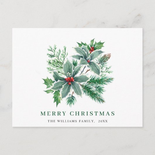 Festive Holly Berry kerstgroet Holiday Briefkaart (Voorkant)