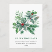 Festive Holly Berry kerstgroet Holiday Briefkaart (Voorkant)