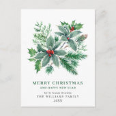 Festive Holly Berry kerstgroet Holiday Briefkaart (Voorkant)
