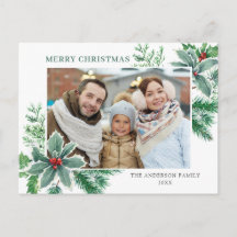 Festive Holly Berry kerstgroet Holiday