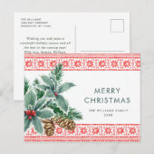 Festive Holly Berry kerstgroet Holiday Briefkaart (Voorkant / Achterkant)