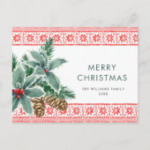 Festive Holly Berry kerstgroet Holiday Briefkaart (Voorkant)