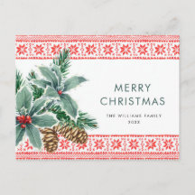 Festive Holly Berry kerstgroet Holiday