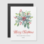 Festive Holly Berry Kerstmis Magnetic Kaart (Voorkant / Achterkant)