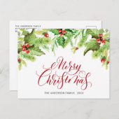 Festive Holly Berry Merry kerstfeestdag Briefkaart (Voorkant / Achterkant)