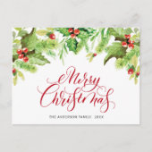 Festive Holly Berry Merry kerstfeestdag Briefkaart (Voorkant)